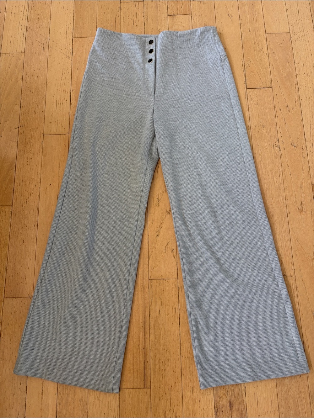 Ann Taylor Light Gray Wide-Leg Dress Pants with Button Waist